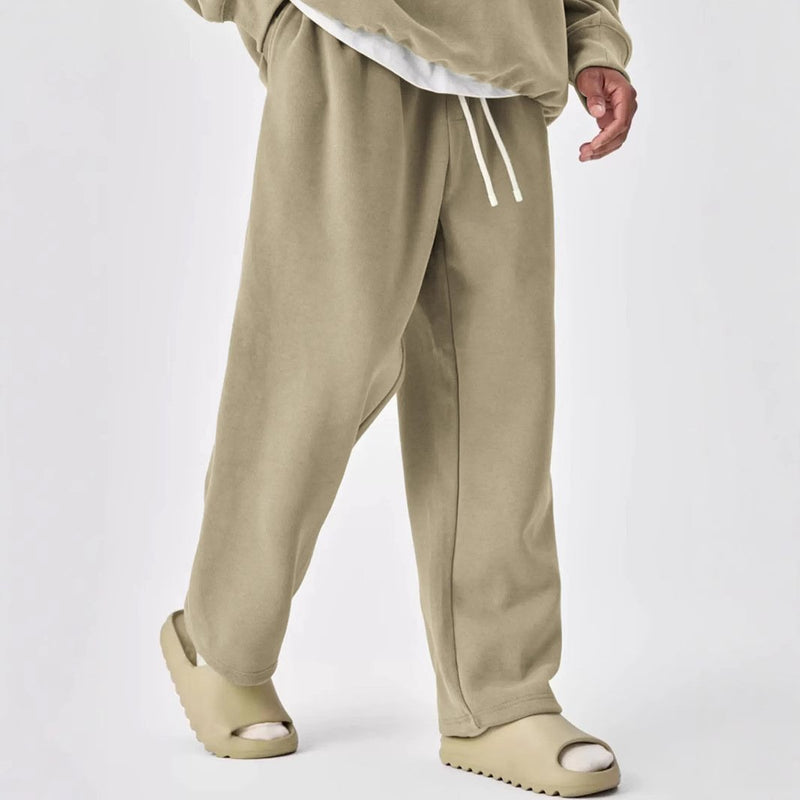 Einfarbige Jogginghose für Herren mit Kordelzug und elastischer Taille und geradem Bein