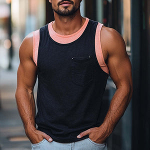 Hautfreundliches Tanktop aus Baumwolle mit Kontrastnähten für Herren
