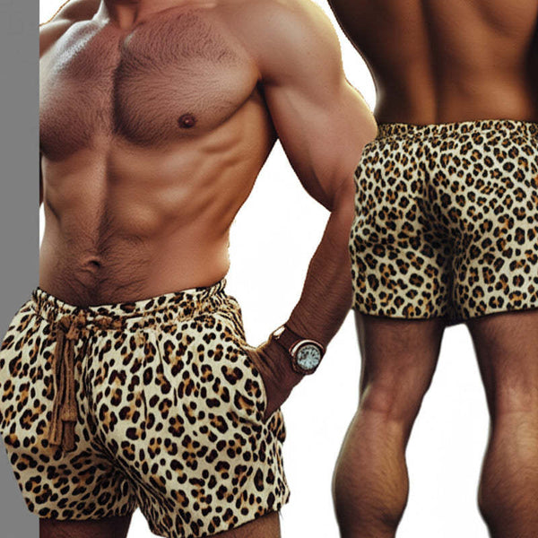 Lässige kurze Hose für Herren im Retro-Stil mit Leopardenmuster
