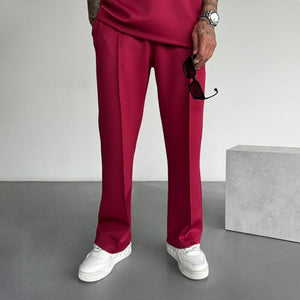 Einfarbige, gerade Freizeithose für Herren mit elastischer Taille