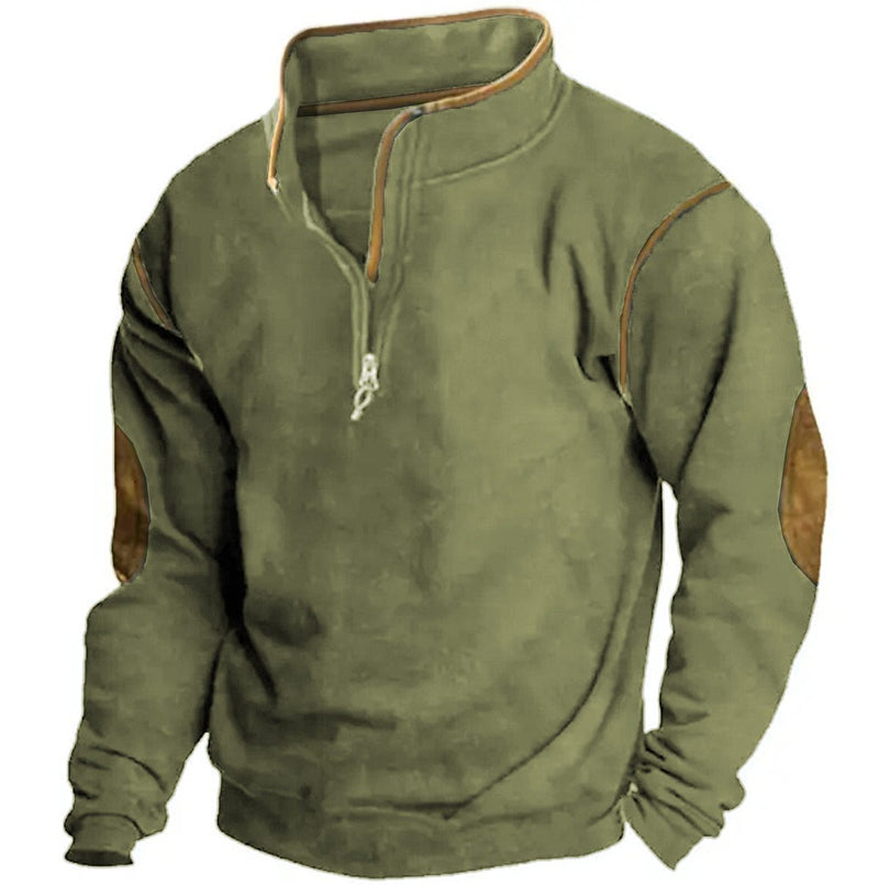 NEW STANDING COLLAR MEN'S STREET TREND ZIPPERED POLO HOODIE