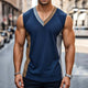 Men's Retro Casual Colorblock V-Neck Tank Top