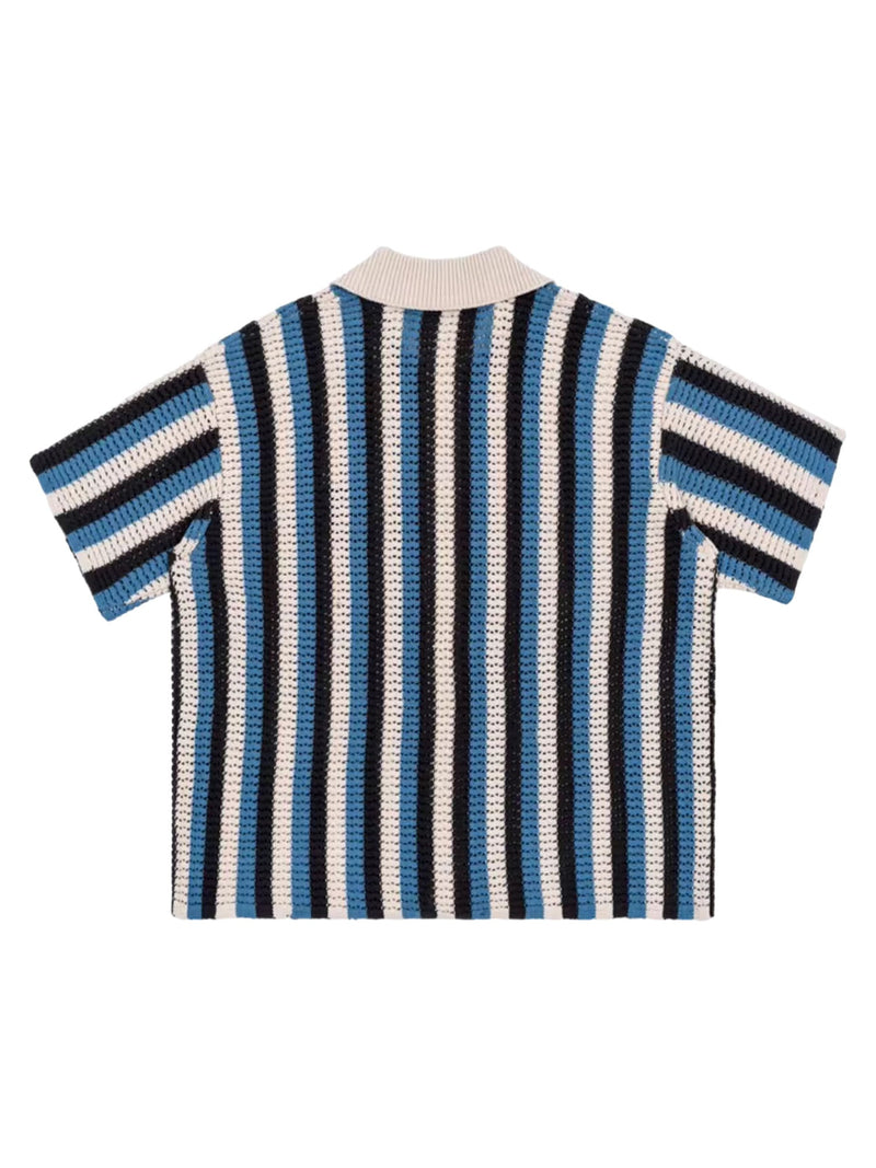 Striped Embroidered Short-sleeved Shirt