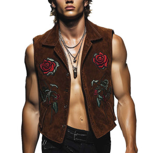 Herrenweste aus Vintage-Wildleder mit Patches