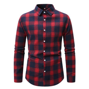 Men's Casual Plaid Long-Sleeved Shirt