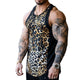 Men's Casual Round Neck Leopard Print Patchwork Tank Top