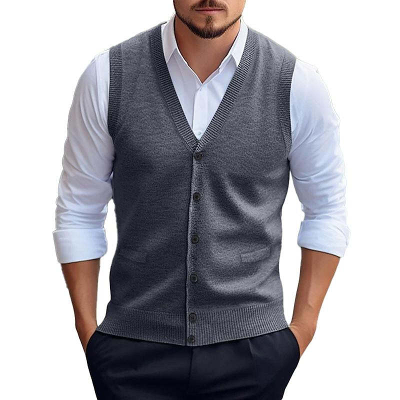 Lässige, einfarbige Strickjacke für Herren