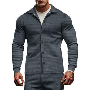 Lässige Herren-Hemdjacke mit Twill-Revers, einreihig, langärmelig