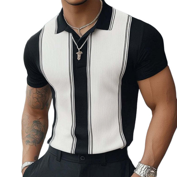 Men's Summer Classic Black And White Knitted Short Sleeve T-Shirt