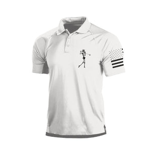 Kleines Poloshirt mit Skelett-Print und USA-Flagge im Raglan-Design