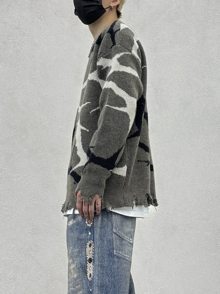 Pullover mit Dornen-Destroyed-Muster