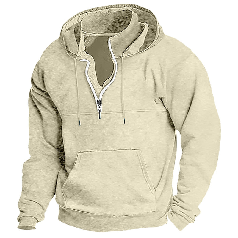 SOLID COLOR LONG SLEEVED ZIPPER HOODIE