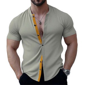 Herren Sommer Basic Elastisches Slim Kurzarmhemd