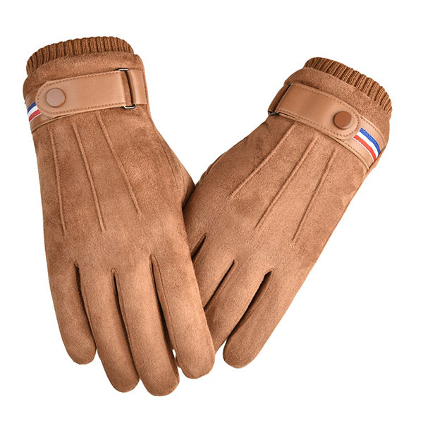 Suede Men Guantes Gloves Winter Touch Screen Keep Warm Windproof Driving Thick Cashmere Anti Slip Outdoor Male Leather