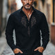 Bequemes Herren-T-Shirt aus Baumwolle und Leinen mit besticktem Knopfkragen