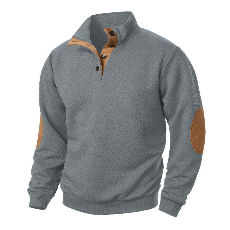 Lässiges Jacquard-Sweatshirt mit Stehkragen und Colorblock für Herren
