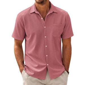 Men's Casual Cotton Blend Short Sleeve Shirt