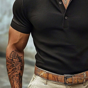 Men's Casual Henley Neck Short Sleeve T-Shirt