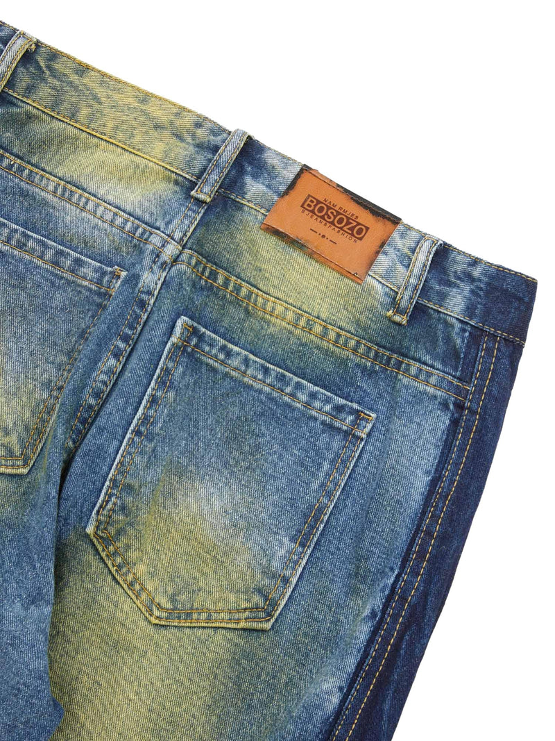 Hip-hop Washed Distressed Loose Spray-dyed Jeans