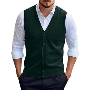 Men's Casual Solid Color Knitted Cardigan Vest