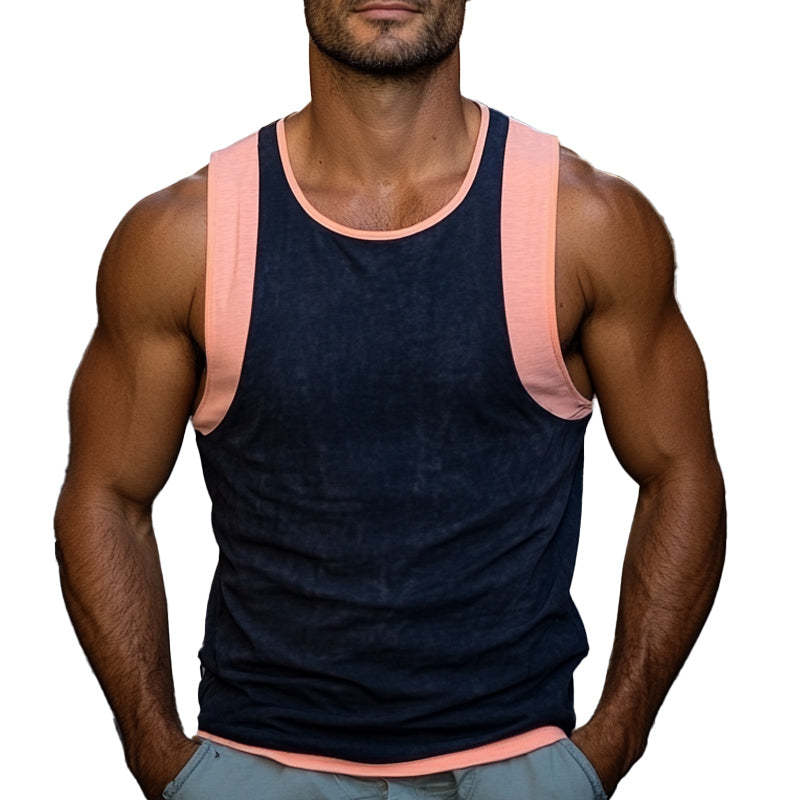 Men's Summer Basic Skin-Friendly Slim Color Matching Tank Top