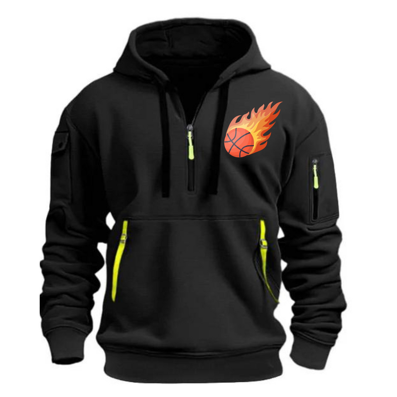 BASKETBALL ARM POCKET ZIPPER HOODIE