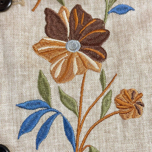 Men's Casual Linen Embroidered Stand Collar Single Breasted Slim Fit Jacket