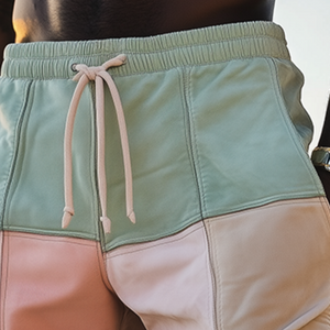 Herren Frühlings- und Sommermode Lässige Kontrastfarbene Nähte Elastische Taille Wildleder Strandshorts
