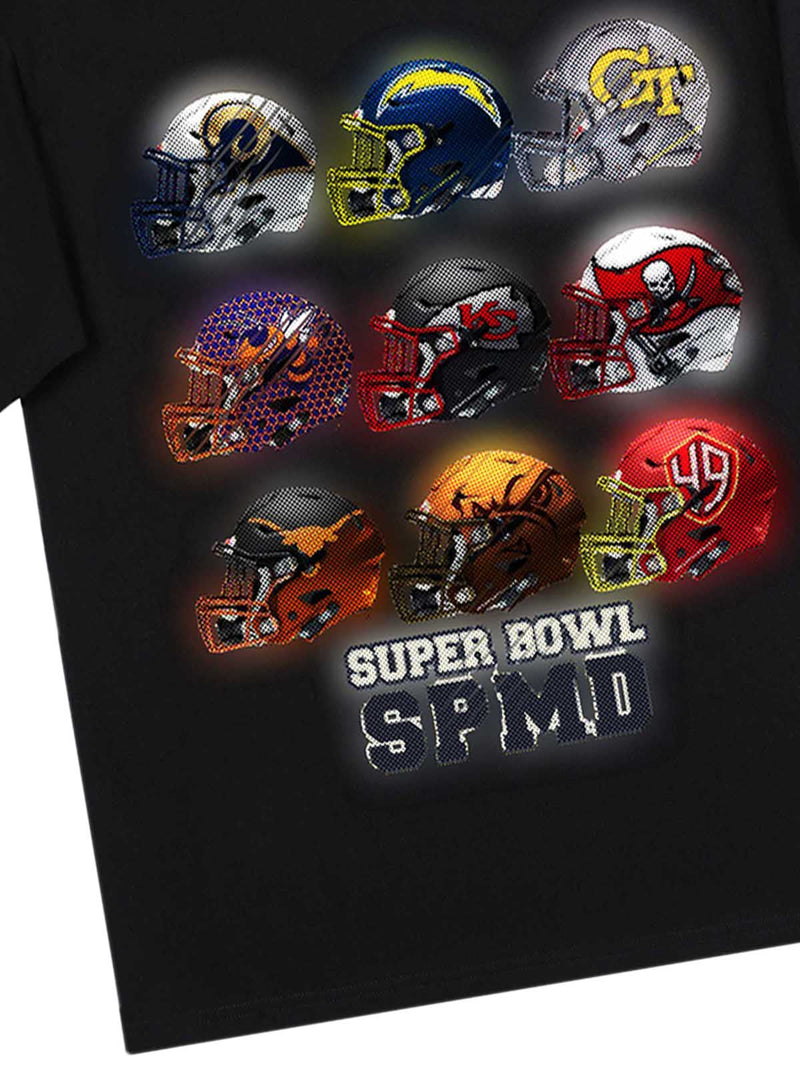 Super Bowl Football Helmet Print T-shirt