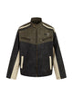 Contrast Color Suede PU Leather Jacket