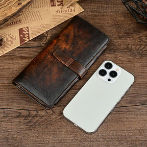 Men's Genuine Leather Vintage Distressed Multi-card Slot Long Wallet
