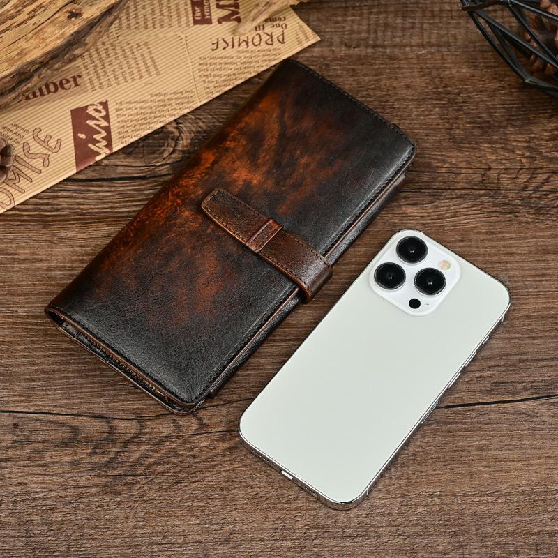 Herren-Geldbörse aus echtem Leder im Vintage-Stil mit mehreren Kartenfächern