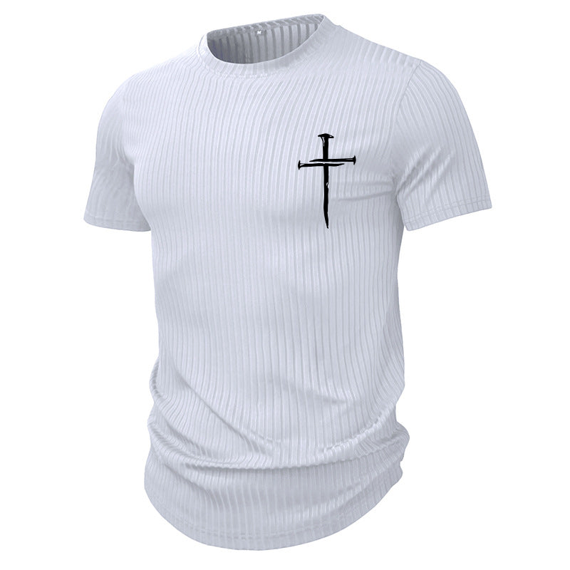 CROSS PRINT MEN SPORT V-NECK TEE