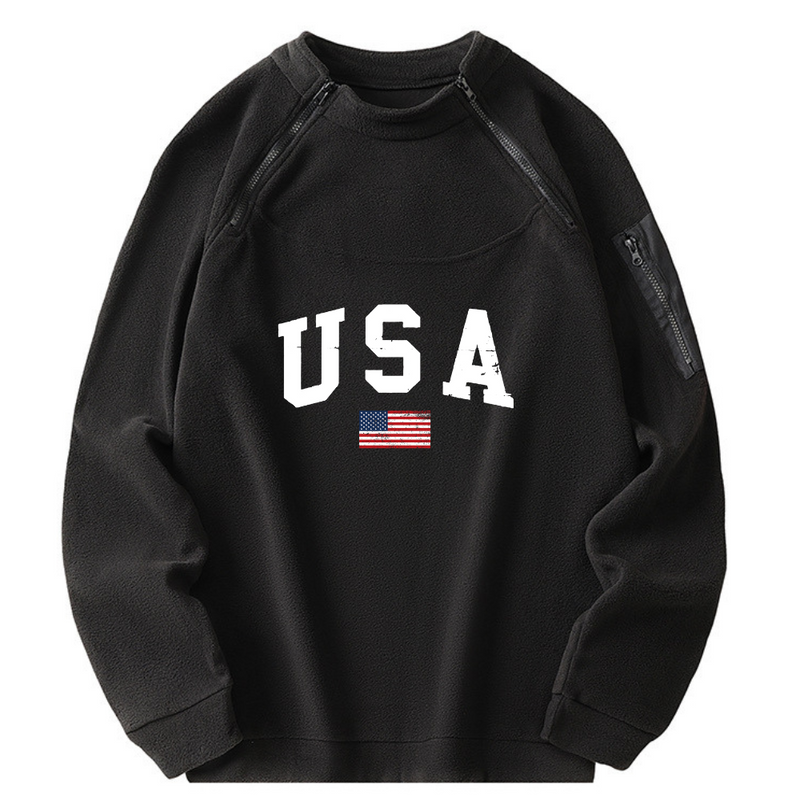 USA FLAG STAND UP COLLAR TACTICAL MEN'S HOODIE