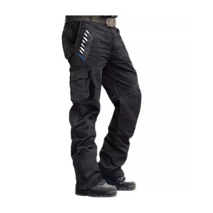 Retro-Cargohose aus 100 % Baumwolle mit USA-Flagge und mehreren Taschen