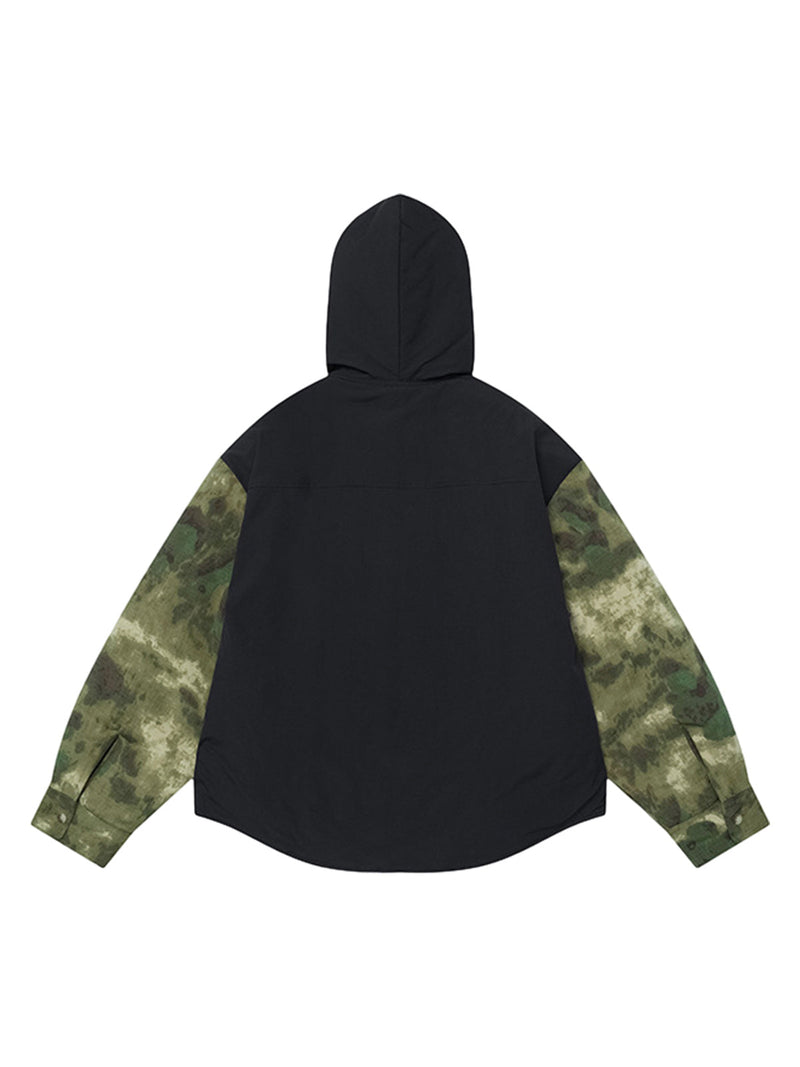 Camouflage Patchwork Hooded Jacket