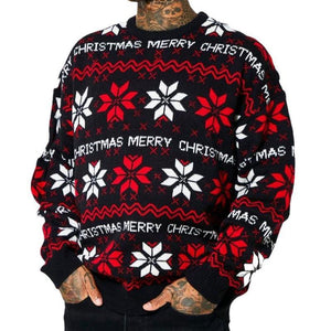 Men's Casual Christmas Jacquard Crew Neck Knit Sweater