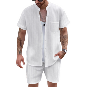 Men's Casual Resort Short Sleeve Shorts Two-piece Set