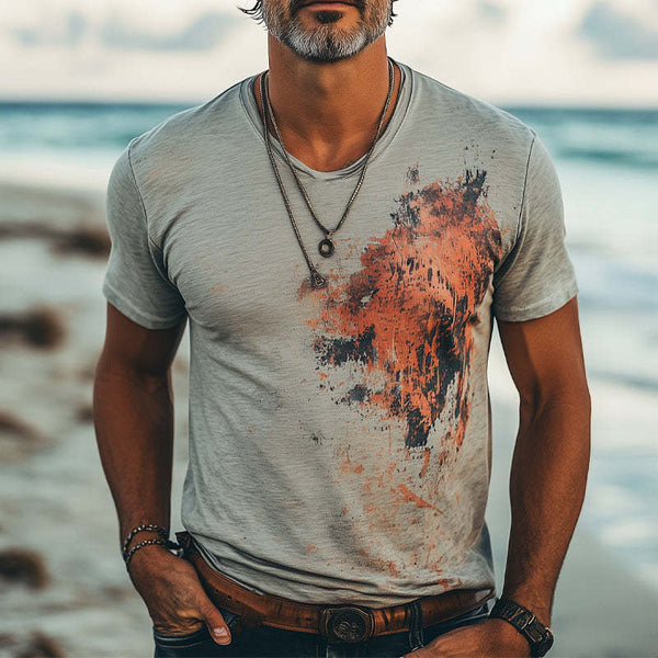 Men's Comfortable And Fashionable Printed Stretch Slim Fit T-Shirt