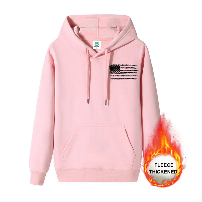 FLEECE THICKENED COTTON FLAG HOODIE WITH THICK VELVET FOR WARMTH