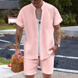 Men's Casual Resort Short Sleeve Shorts Two-piece Set
