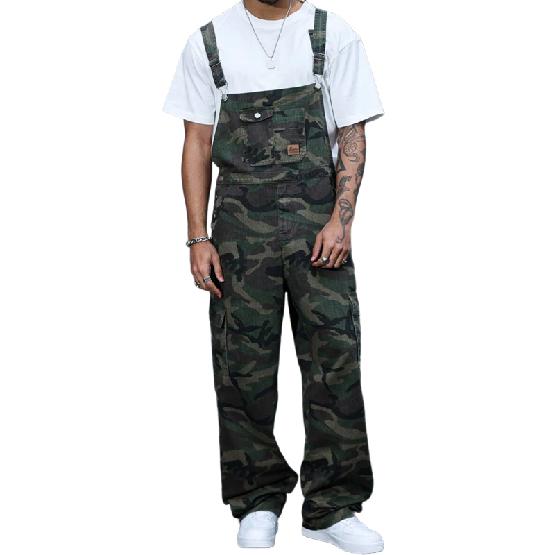 Men's Outdoor Camouflage Print Multi-Pocket Jumpsuit