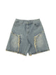 Retro Stitching Diamonds Embroidery Shorts