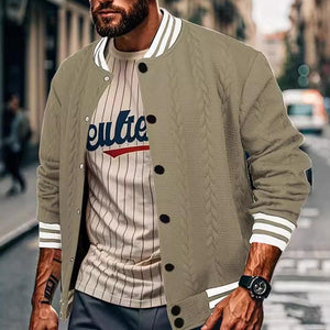Men's Casual Single Breasted Cardigan Baseball Jacket