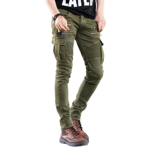 Men's Zipper Decor Multi-pocket Slim Jeans