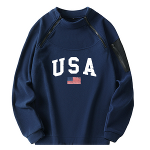 Taktischer Kapuzenpullover mit USA-Flagge und Stehkragen für Herren