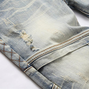 Zerrissene Stretchjeans im Punk-Patchwork-Stil für Herren