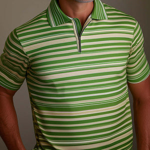 Herren-POLO-Shirt mit Retro-Streifenmuster und kurzen Ärmeln für den Frühling
