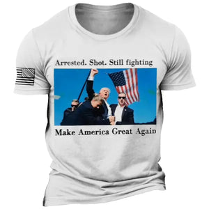 Herren-T-Shirt mit Vintage-Print „Fight Never Give Up“ aus Baumwolle