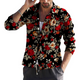 Herren-Langarmhemd mit Vintage-Blumendruck und Revers